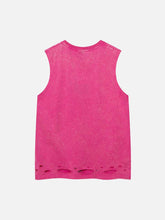 T-shirt déchiré à imprimé lettres hip-hop